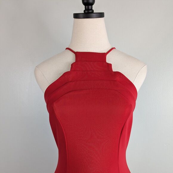 Vintage Maxi Dress Prom Gown M Red 90s Glam Bodycon Valentines Evening Party - Picture 6 of 10